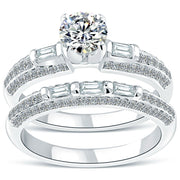 1.78 Carat D-SI1 Diamond Engagement Ring & Wedding Band Set 14k White Gold