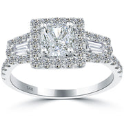 2.13 Carat D-VS1 Vintage Style Radiant Cut Natural Diamond Engagement Ring 14k