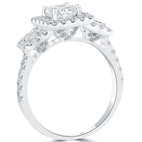 2.13 Carat D-VS1 Vintage Style Radiant Cut Natural Diamond Engagement Ring 14k