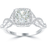 2.27 Carat H-VS1 Cushion Cut Natural Diamond Engagement Ring 18k Vintage Style Front