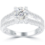 1.68 Carat F-SI2 Natural Round Diamond Engagement Ring 18k Gold Vintage Style