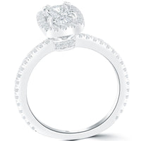 1.48 Carat G-VS1 Radiant Cut Natural Diamond Engagement Ring 18k Gold Pave Halo