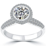 2.06 Carat G-SI1 Round Diamond Engagement Ring 18k White Gold Vintage Style