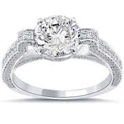 2.92 Carat F-SI3 Certified Natural Round Diamond Engagement Ring 18k White Gold