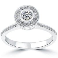 0.86 Carat F-VS1 Certified Natural Round Diamond Engagement Ring 18k White Gold