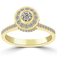 1.17 Carat F-SI1 Certified Natural Round Diamond Engagement Ring 18k Yellow Gold