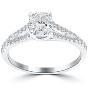 1.25 Carat H-VS2 Cushion Cut Natural Diamond Engagement Ring 18k White Gold
