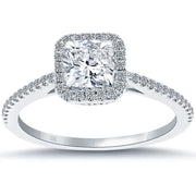 1.33 Carat F-SI1 Cushion Cut Natural Diamond Engagement Ring 18k Gold Pave Halo