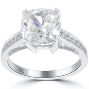 4.65 Carat G-SI3 Certified Cushion Cut Diamond Engagement Ring 18k White Gold