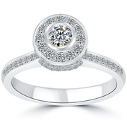 1.21 Carat E-SI1 Certified Natural Round Diamond Engagement Ring 18k White Gold