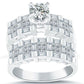 2.37 Carat E-VS1 Diamond Engagement Ring & Wedding Band Set 14k White Gold