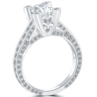 3.12 Carat H-VS2 Radiant Cut Natural Diamond Engagement Ring 14k Vintage Style