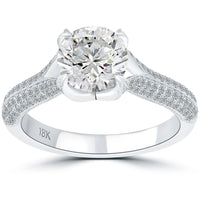 1.82 Carat E-SI2 Certified Natural Round Diamond Engagement Ring 18k White Gold