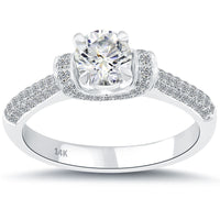 0.91 Carat D-VS1 Certified Natural Round Diamond Engagement Ring 14k White Gold