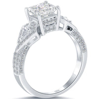 1.84 Carat G-VS2 Princess Cut Natural Diamond Engagement Ring 18k White Gold