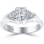 2.06 Carat G-VS2 Three Stone Cushion Cut Diamond Engagement Ring 14k White Gold