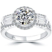 2.13 Carat I-VVS2 Natural Round Diamond Engagement Ring 18k Gold Vintage Style