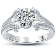 1.90 Carat H-VS2 Certified Natural Round Diamond Engagement Ring 18k White Gold