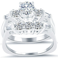 1.79 Carat G-VS2 Diamond Engagement Ring & Wedding Band Set 14k White Gold