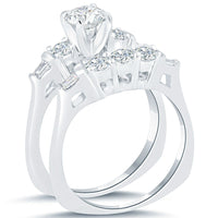 1.79 Carat G-VS2 Diamond Engagement Ring & Wedding Band Set 14k White Gold