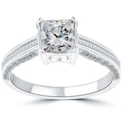 1.63 Carat H-SI1 Certified Princess Cut Diamond Engagement Ring 14k White Gold
