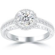 1.50 Carat F-SI1 Natural Round Diamond Engagement Ring 18k Gold Vintage Style