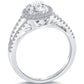 1.53 Carat D-SI1 Natural Round Diamond Engagement Ring 18k White Gold Pave Halo