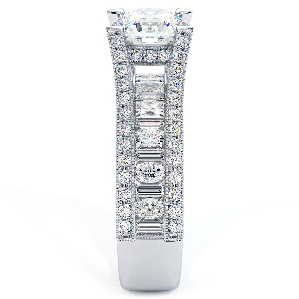 3.40 Carat H-VS1 Certified Natural Round Diamond Engagement Ring 14k White Gold