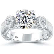 3.83 Carat G-SI2 Certified Natural Round Diamond Engagement Ring 18k White Gold