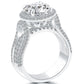 5.02 Carat G-VS2 Natural Round Diamond Engagement Ring 18k White Gold Pave Halo