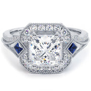3.10 Carat H-SI2 Princess Cut Natural Diamond Engagement Ring 14k Vintage Style