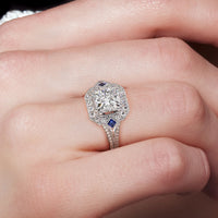 3.10 Carat H-SI2 Princess Cut Natural Diamond Engagement Ring 14k Vintage Style