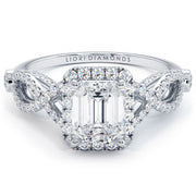 Vintage Certified Emerald Cut Diamond Engagement Ring Front