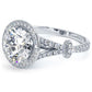 3.28 Carat G-VS2 Natural Round Diamond Engagement Ring 18k White Gold Pave Halo