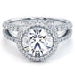 Vintage Round Diamond Engagement Ring 18k White Gold Front