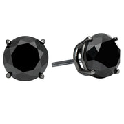 3.00ctw Natural Black Diamond Studs Earrings 14k Black Gold