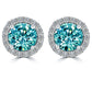 1.85 Carat Fancy Blue Diamond Pave Halo Diamond Studs Earrings 18k White Gold