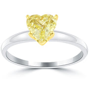 1.02 Carat Fancy Yellow Heart Shape Diamond Engagement Ring Solitaire 14k Gold