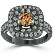 1.76 Carat Natural Fancy Cognac Brown Diamond Engagement Ring 14k Black Gold