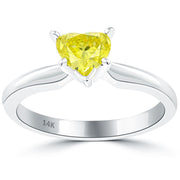 0.59 Carat Fancy Yellow Heart Shape Diamond Engagement Ring Solitaire 14k Gold