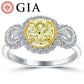 1.09 Carat GIA Certified Fancy Yellow Round Diamond Engagement Ring 18k Gold