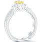 0.60 Carat Natural Fancy Yellow Oval Cut Diamond Engagement Ring 18k White Gold