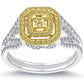1.15 Carat Fancy Yellow Princess Cut Diamond Engagement Ring 18K Vintage Style