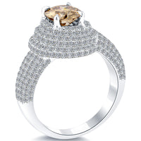 2.82 Carat Natural Fancy Cognac Brown Diamond Engagement Ring 14k White Gold