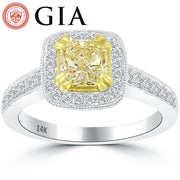 1.51 Ct. GIA Certified Natural Fancy Yellow Radiant Cut Diamond Engagement Ring