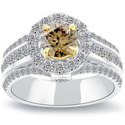 2.53 Carat Natural Fancy Cognac Brown Diamond Engagement Ring 14k White Gold