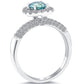 1.47 Carat Fancy Blue Diamond Engagement Ring 14k White Gold Pave Halo