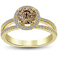 1.63 Carat Natural Fancy Champagne Brown Diamond Engagement Ring 14k Yellow Gold