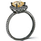2.39 Carat Fancy Champagne Cushion Cut Diamond Engagement Ring 18k Black Gold