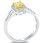 0.89 Carat Fancy Yellow Cushion Cut Diamond Engagement Ring 14k Gold Pave Halo
